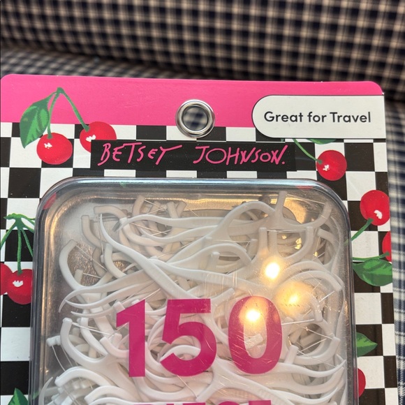 Betsey Johnson Cherry Design Dental Flossers with reusable travel tin - Picture 4 of 5